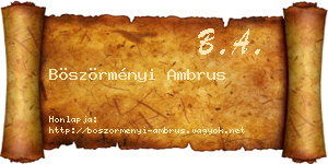 Böszörményi Ambrus névjegykártya